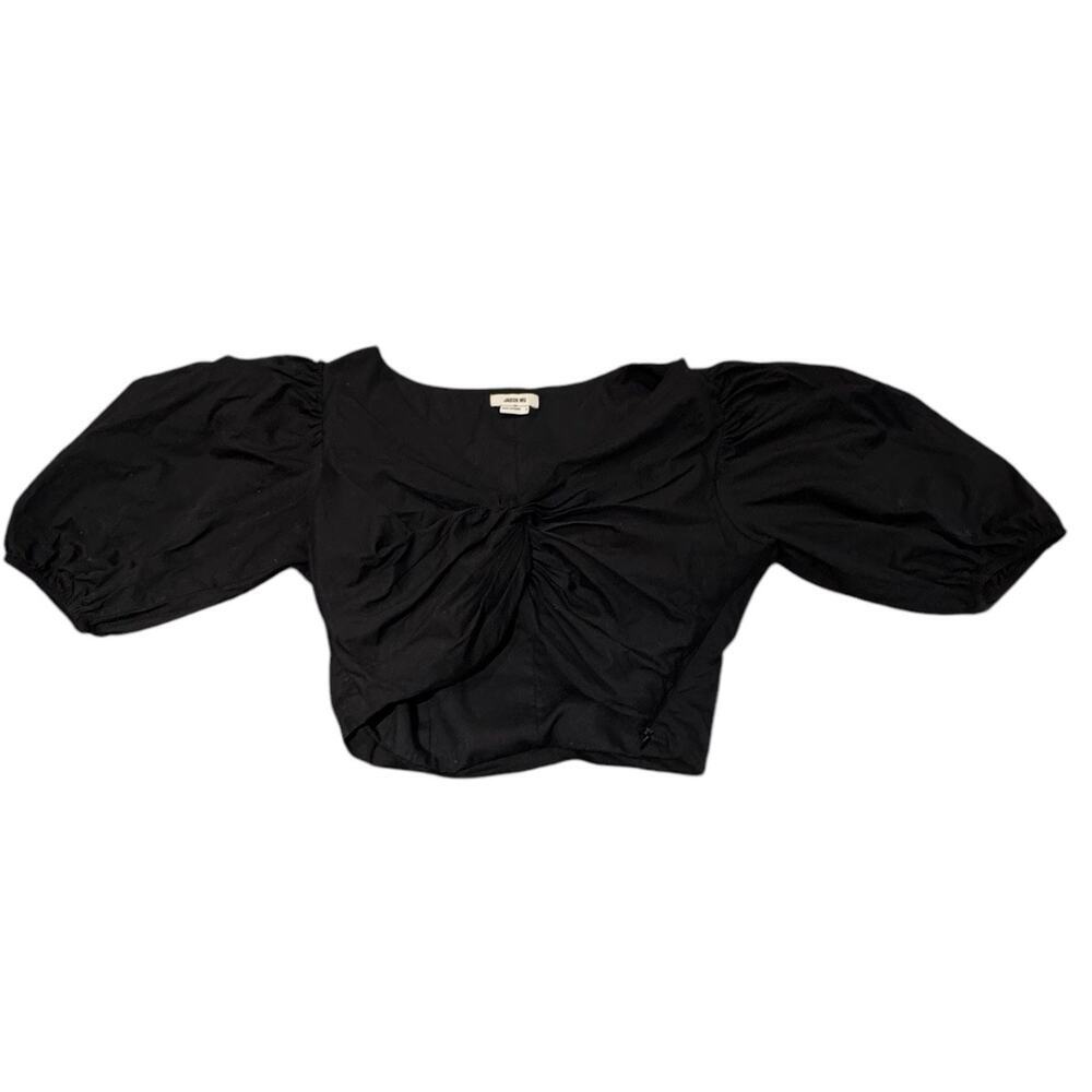 JASON WU plunge twist neck crop top puff sleeves side zip‎ women's sz Small